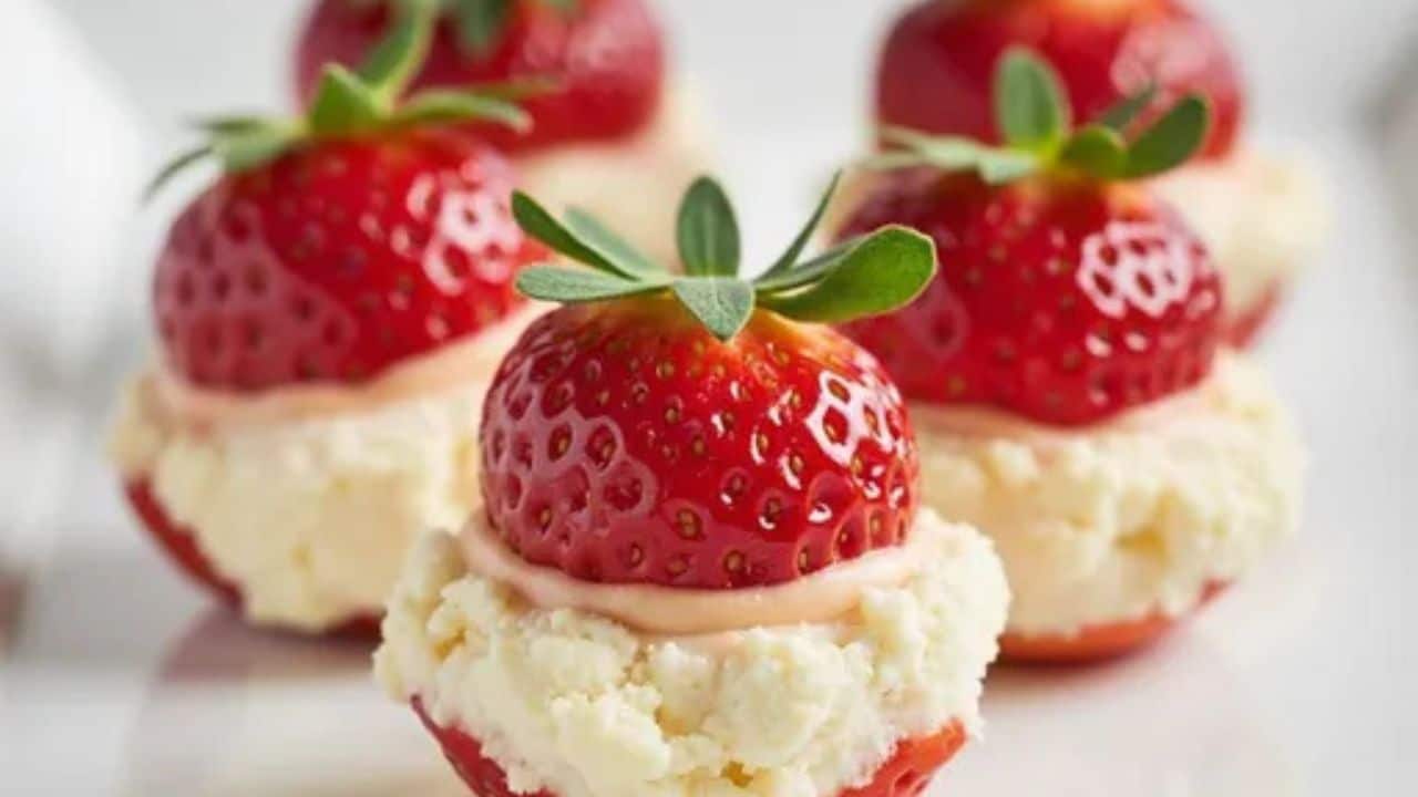 Delightfully Decadent Mini Cheesecake-Stuffed Strawberries